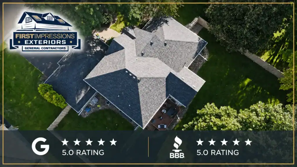 First Impressions Exteriors Twin Cities roofing contractor aerial view