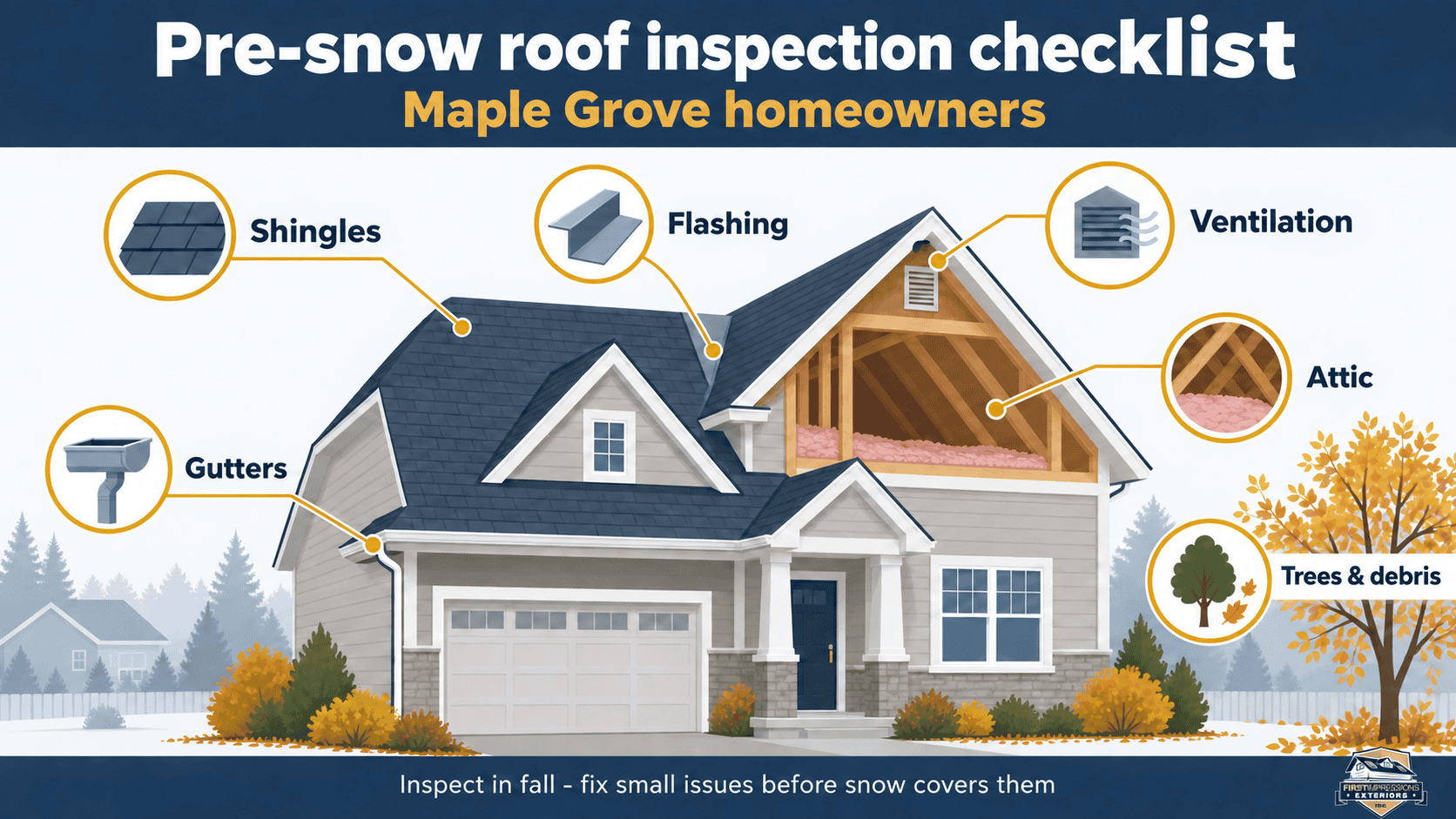 Pre-snow roof inspection checklist for Maple Grove homeowners