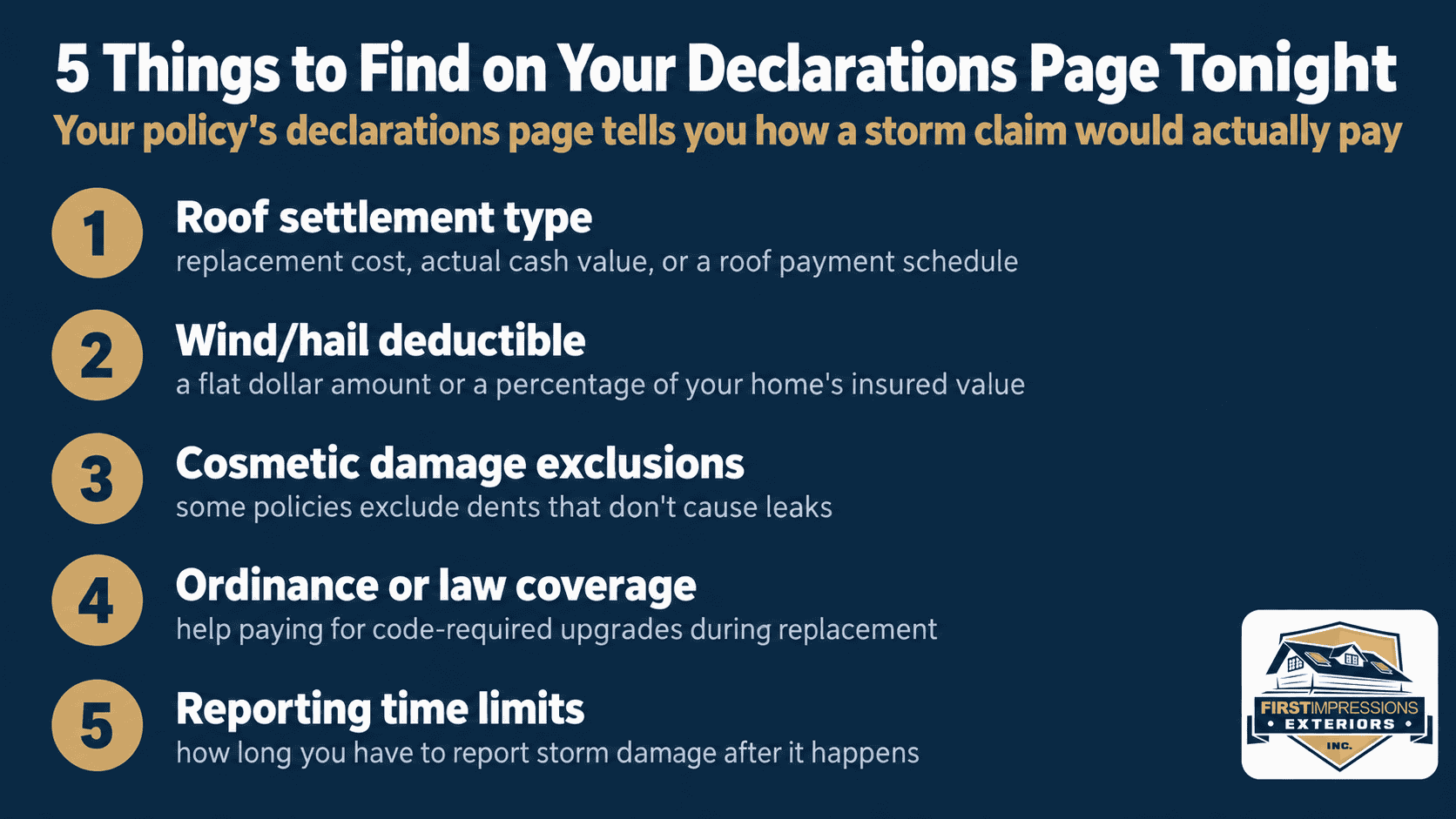 Declarations page checklist: five things Minnesota homeowners should check on their roof insurance policy