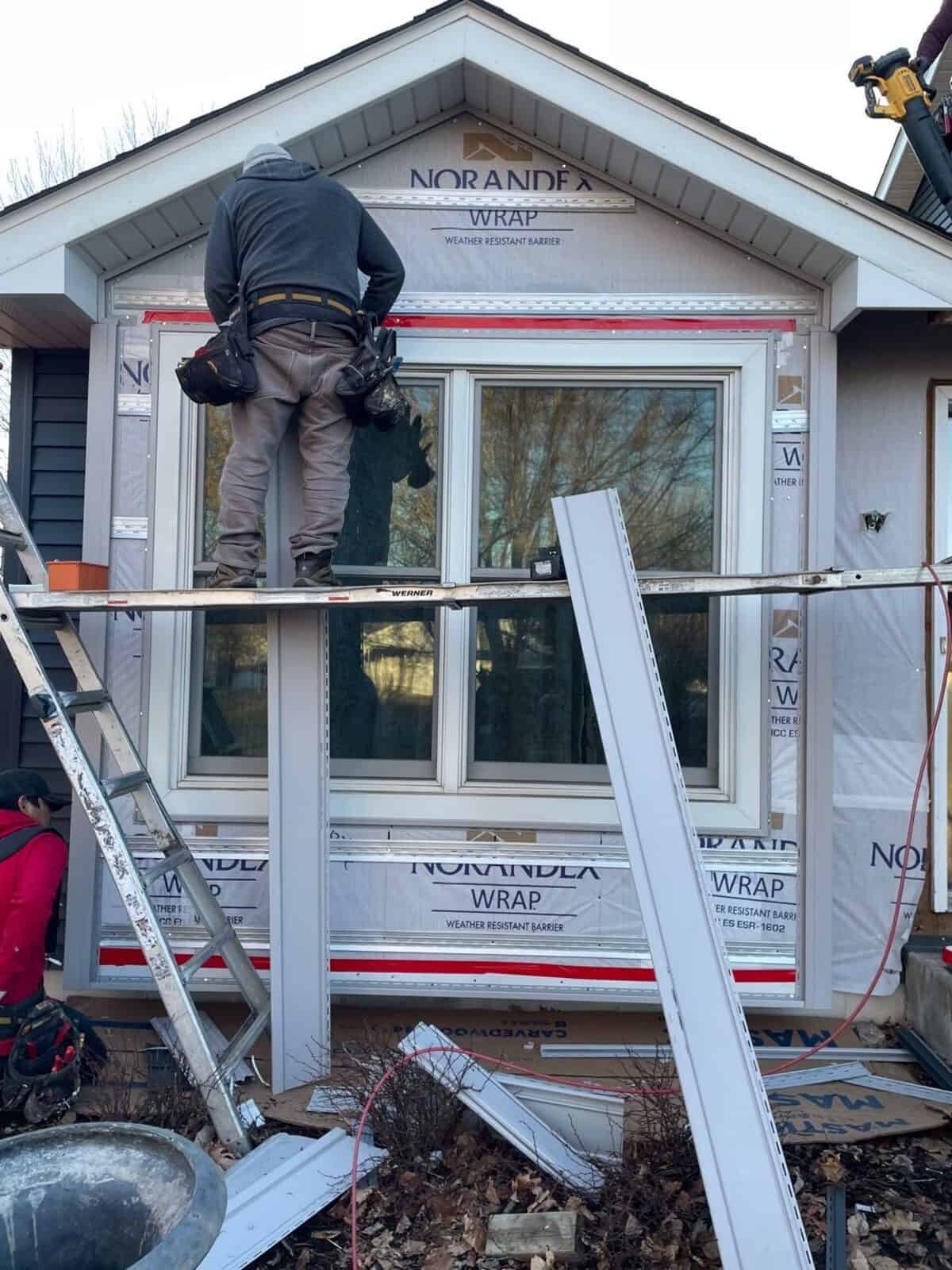 New Therma-Tru entry door being installed on a Farmington, MN home