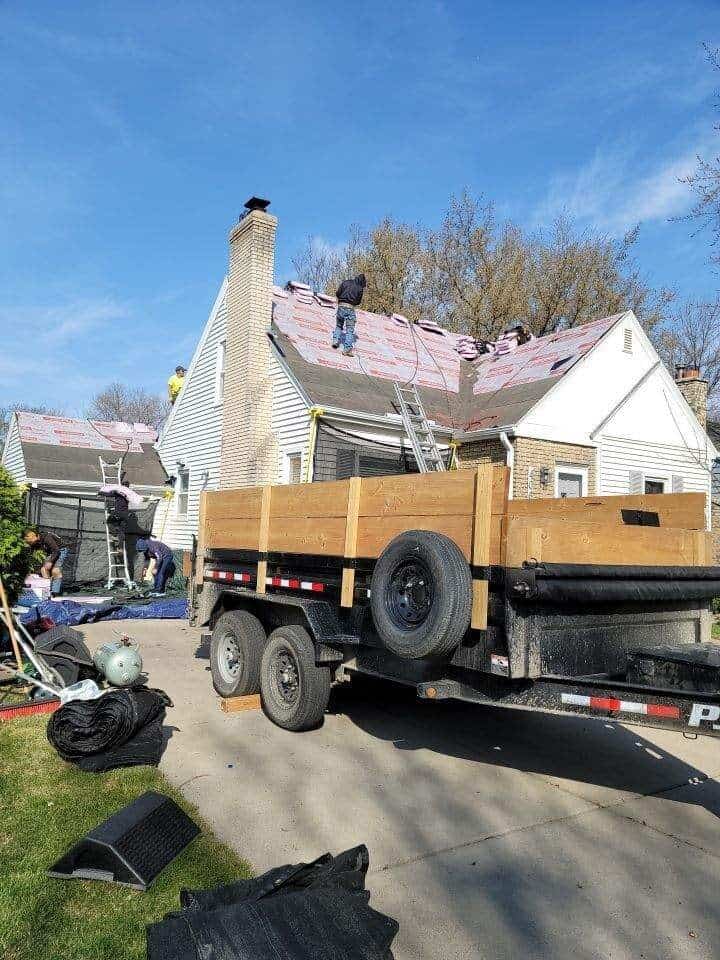 Tear-off under way on a Saint Louis Park, MN roof replacement