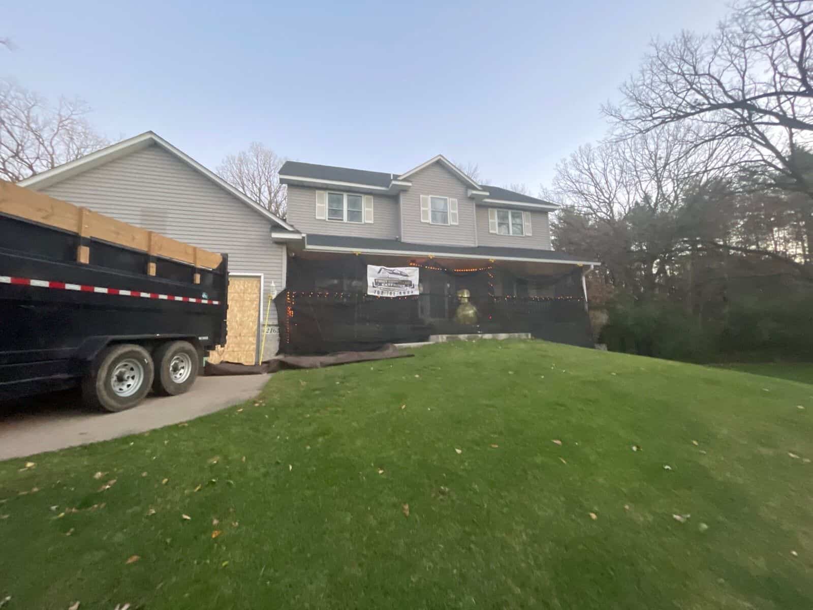 Install day on an Oak Grove, MN roof and siding project