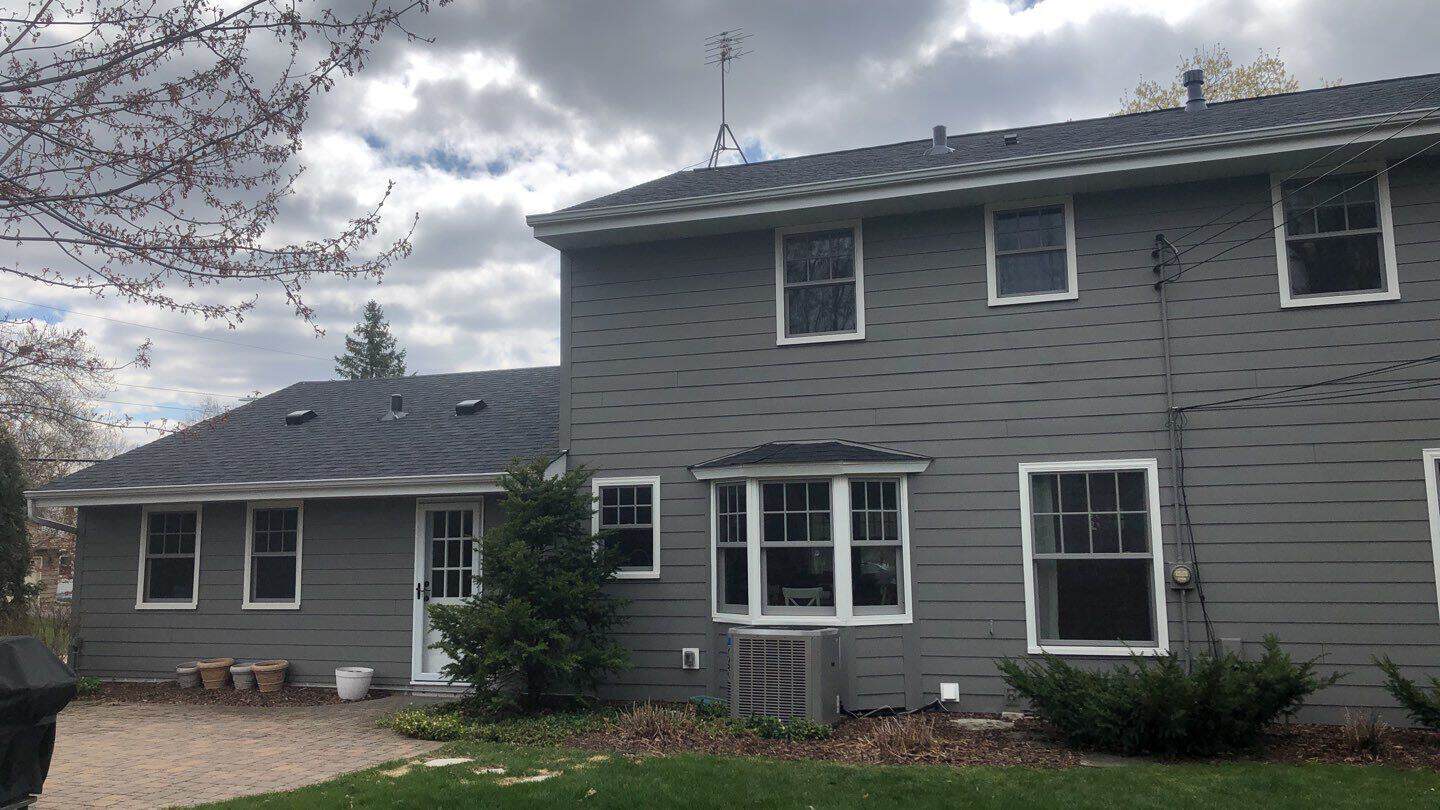 Back of an Edina, MN home after its new roof and gutters