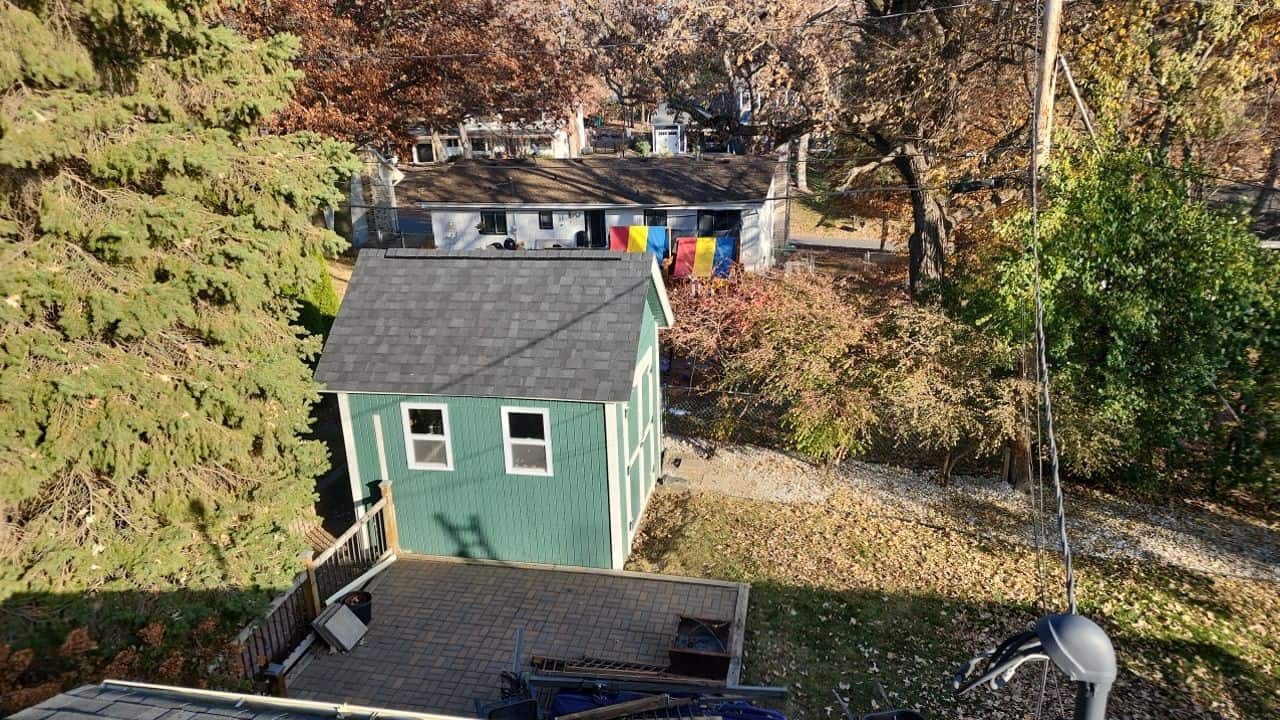 Shed roof replaced to match the house in Long Lake, MN