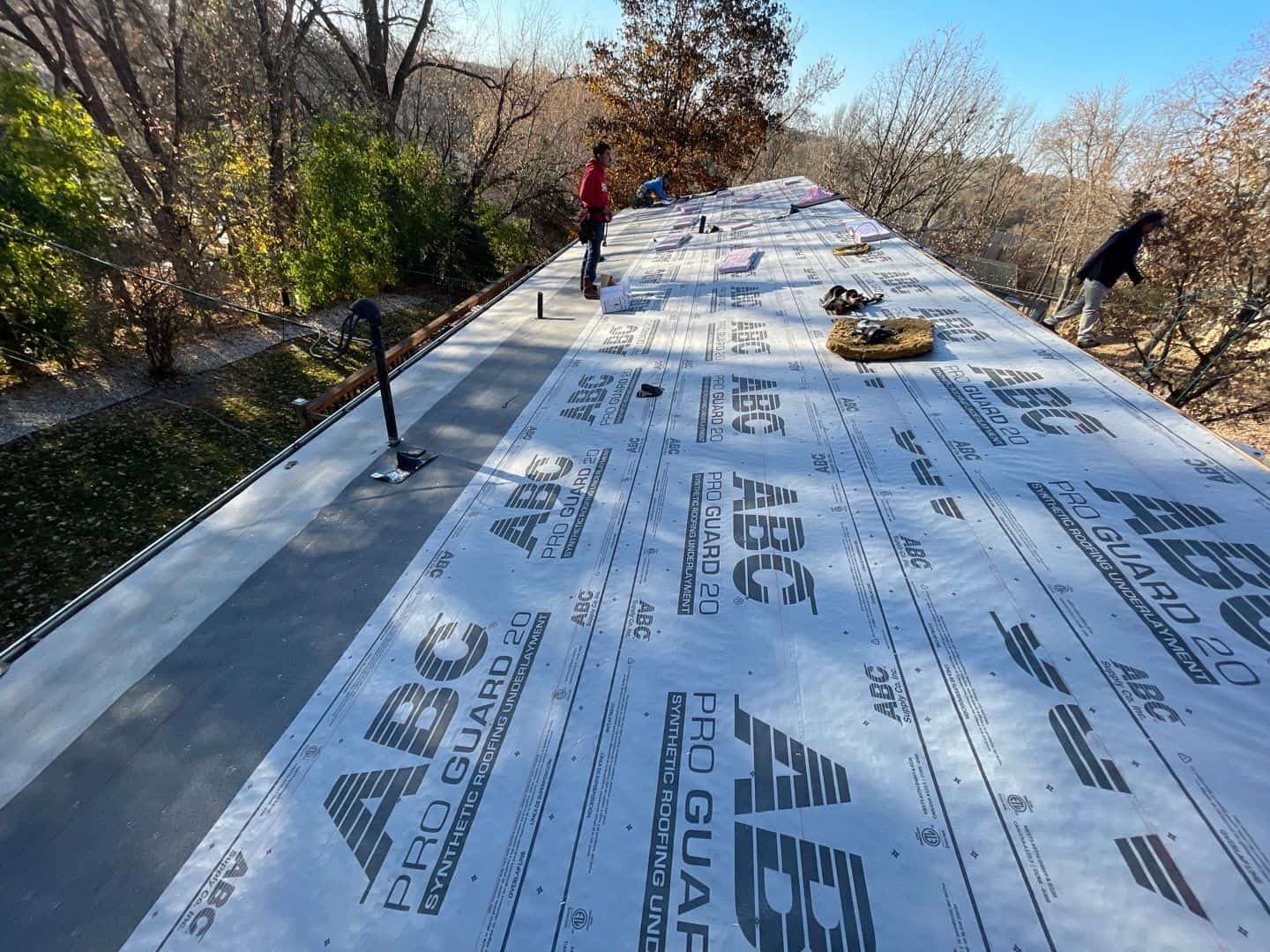 Underlayment down before the shingles on a Long Lake, MN roof