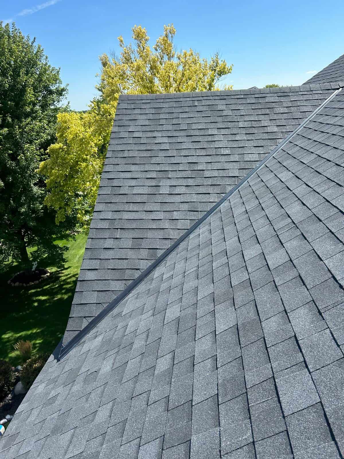 New ridge lines on an Onyx Black roof in St. Michael, MN