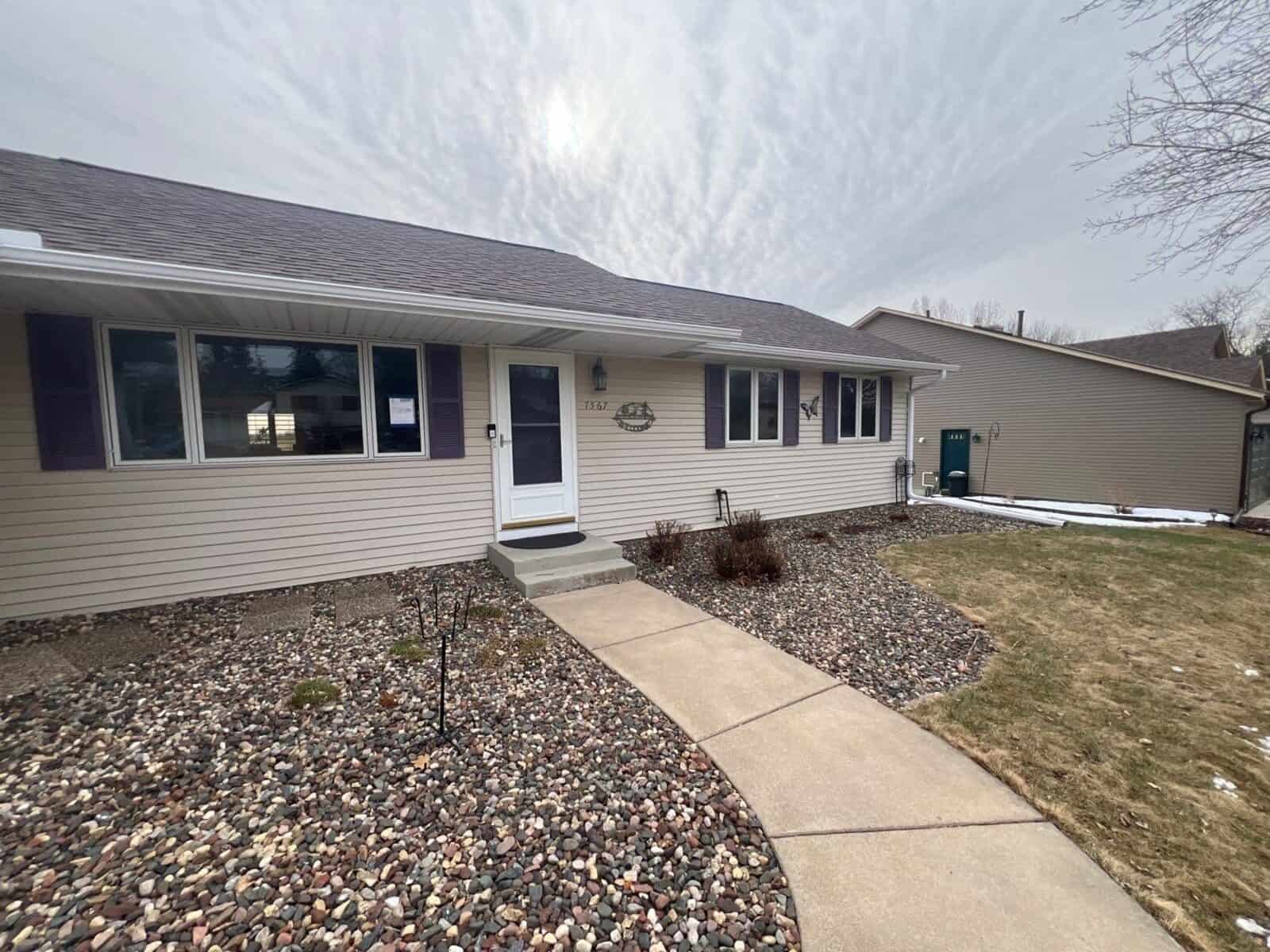 Front walk of a Cottage Grove, MN home with its new Teak roof