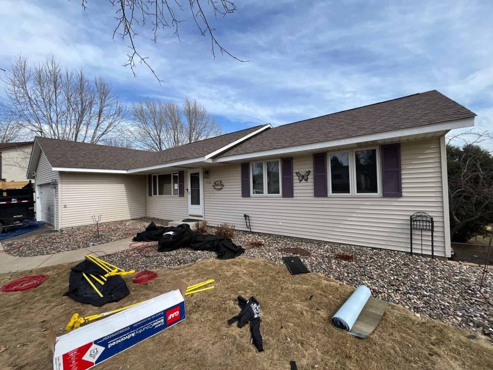 Roof replacement in progress on a Cottage Grove, MN home
