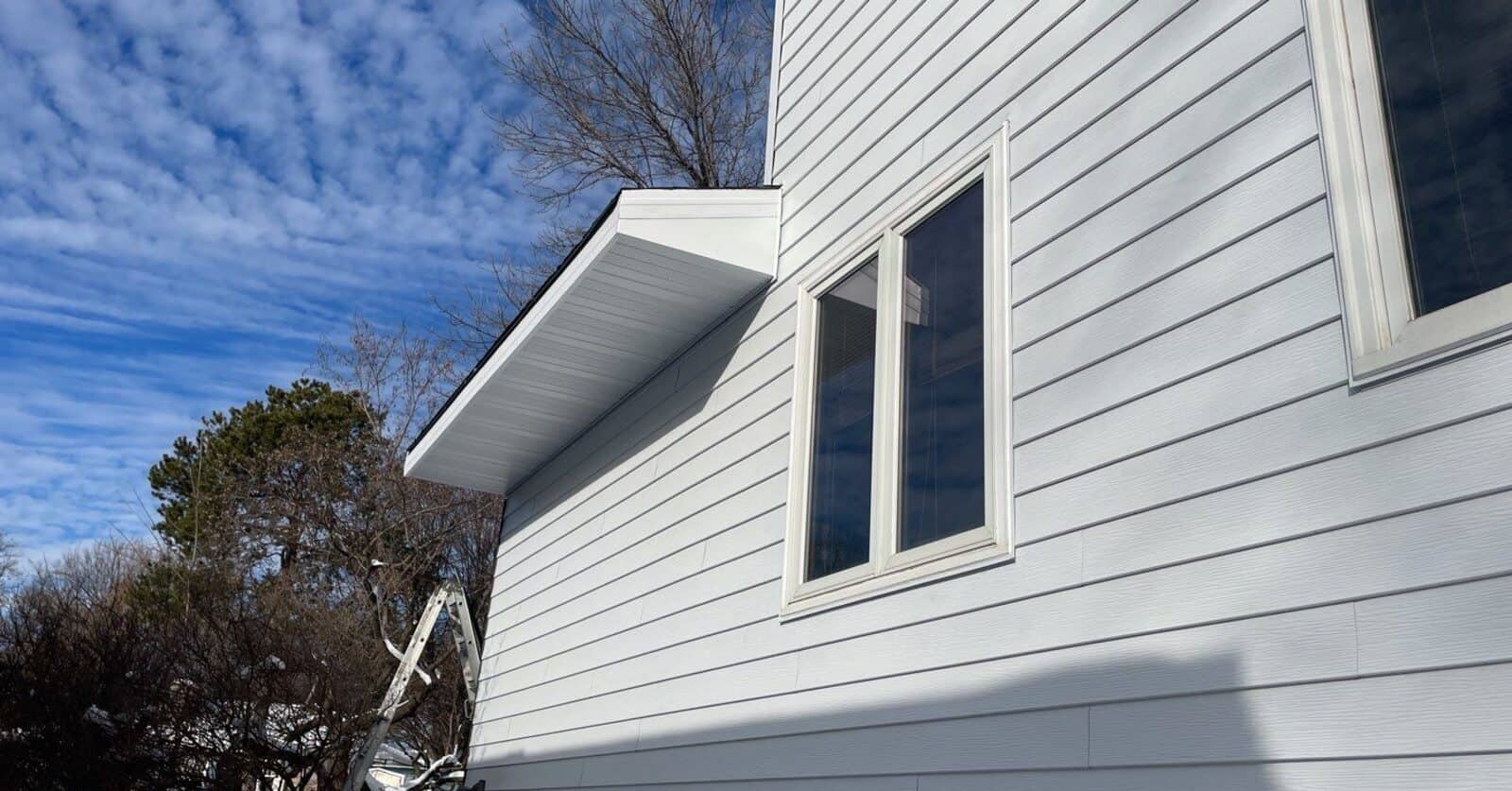 Edco Entex Single 6-inch steel siding in Glacier White on a Minneapolis, MN home