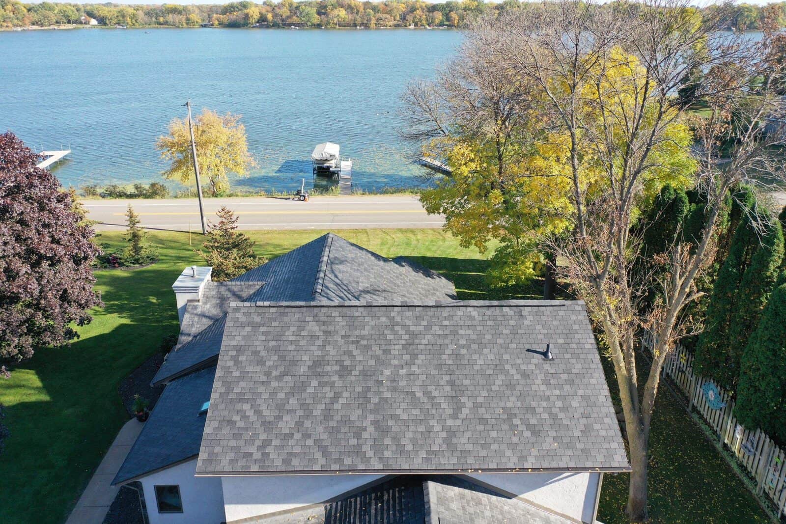 New F-Wave Designer Slate roof in American Blends Charcoal on a Little Canada, MN home near the lake