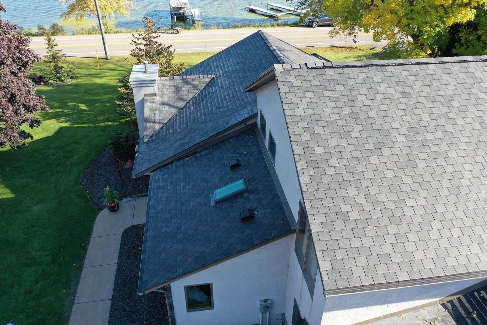 Velux skylight set into an F-Wave Designer Slate roof in Little Canada, MN