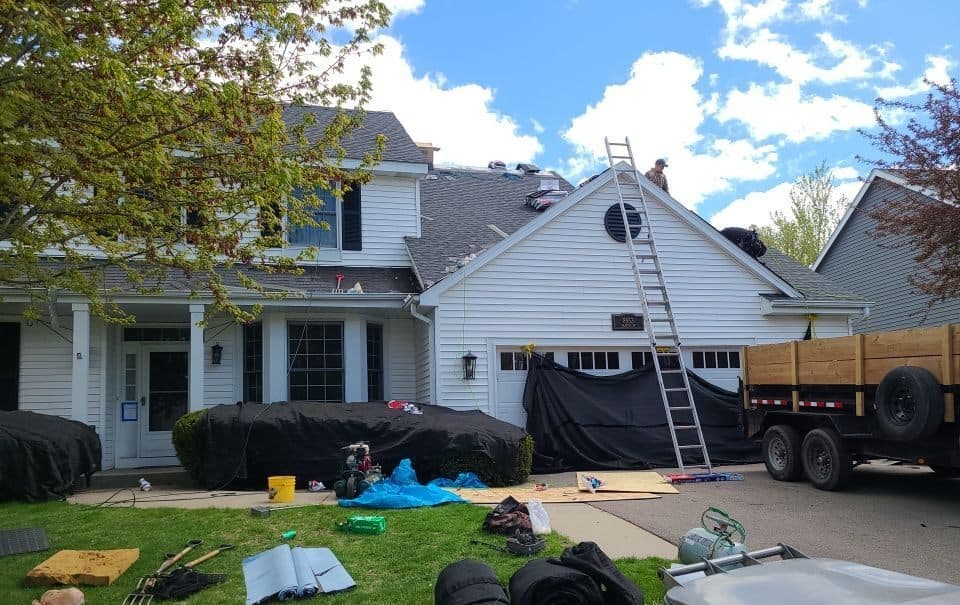 Tear-off of the old roof on an Eden Prairie, MN home