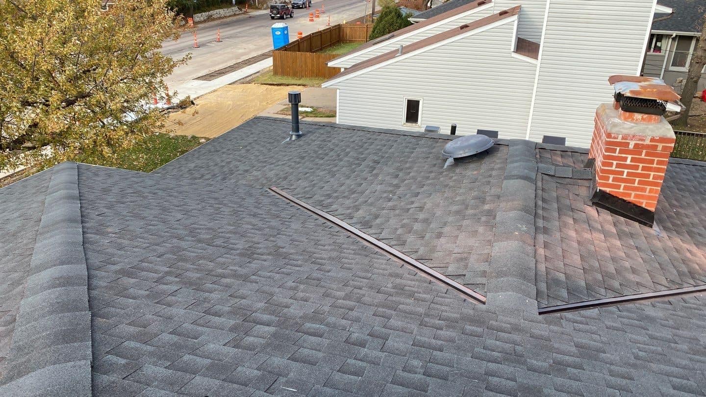 New GAF Timberline HDZ roof in Charcoal on an Edina, MN duplex