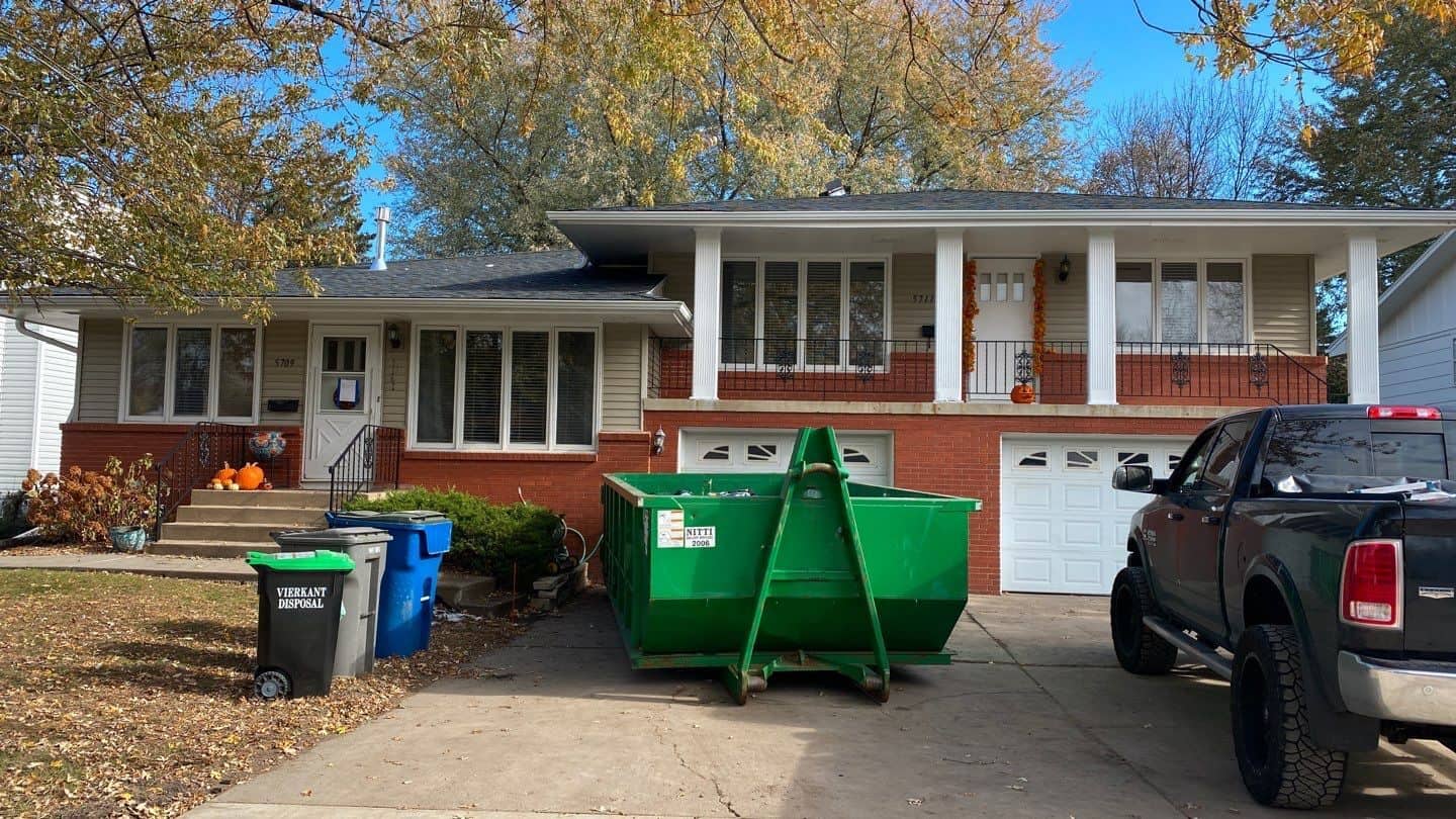 Work underway on an Edina, MN duplex roof replacement