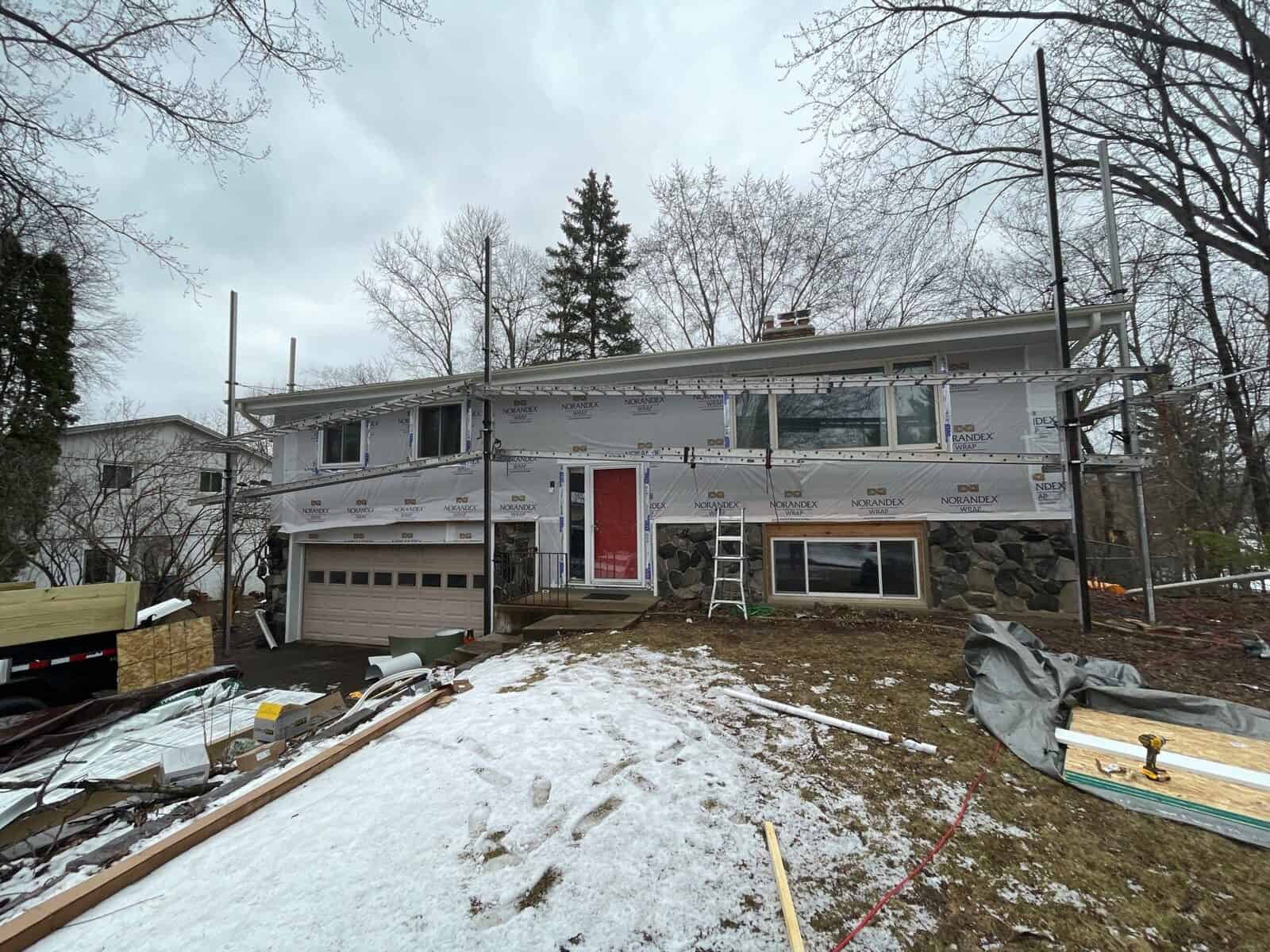 Weather-resistant housewrap installed before new siding on a Plymouth, MN home