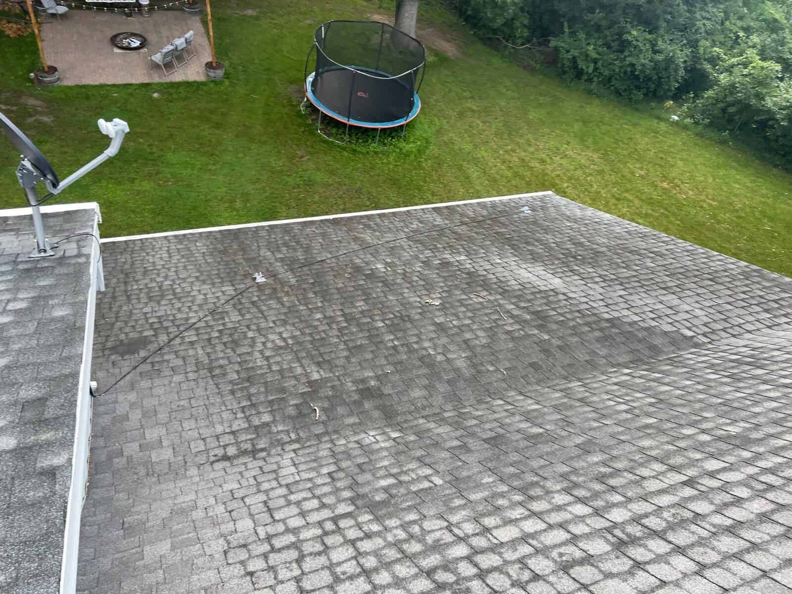 Close aerial view of CertainTeed Landmark shingles in Moire Black