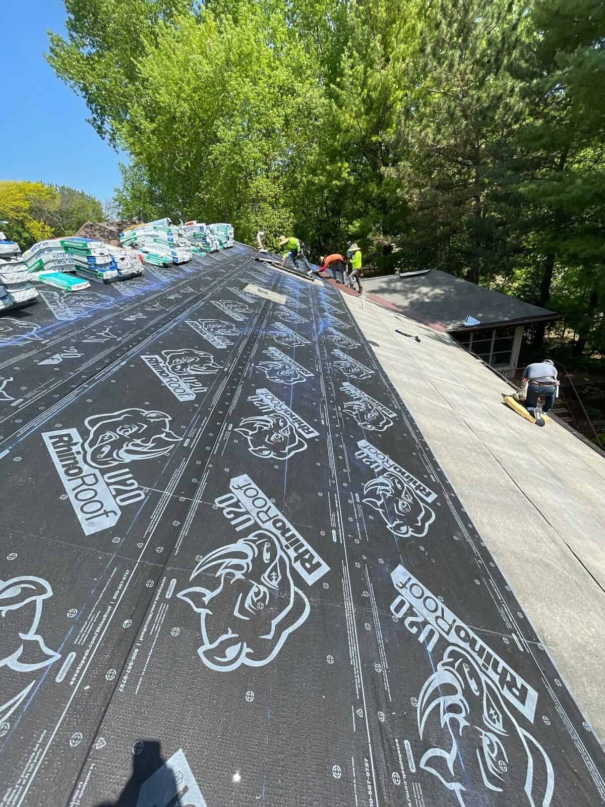 New underlayment installed during a Bloomington, MN roof replacement