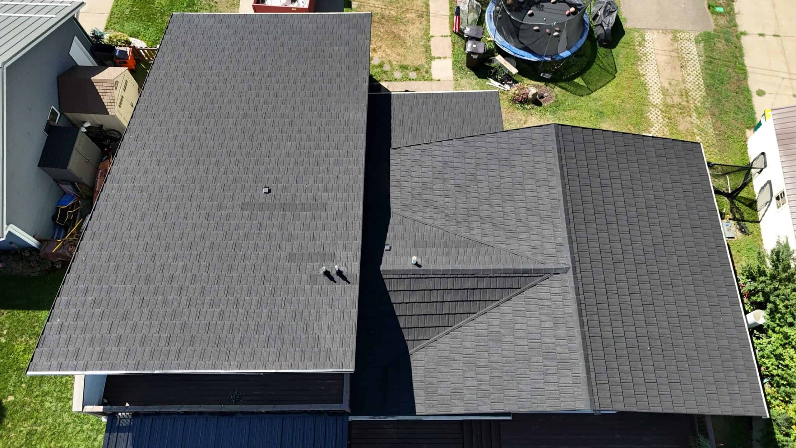 Close look at the new Unified Steel Pine-Crest Shake roof in Charcoal