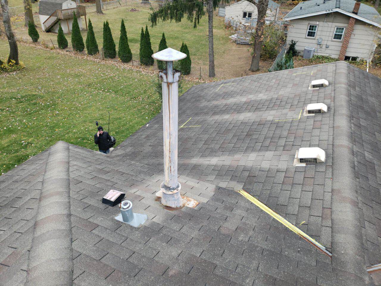 Hail damage inspection and measurements on the original shingle roof