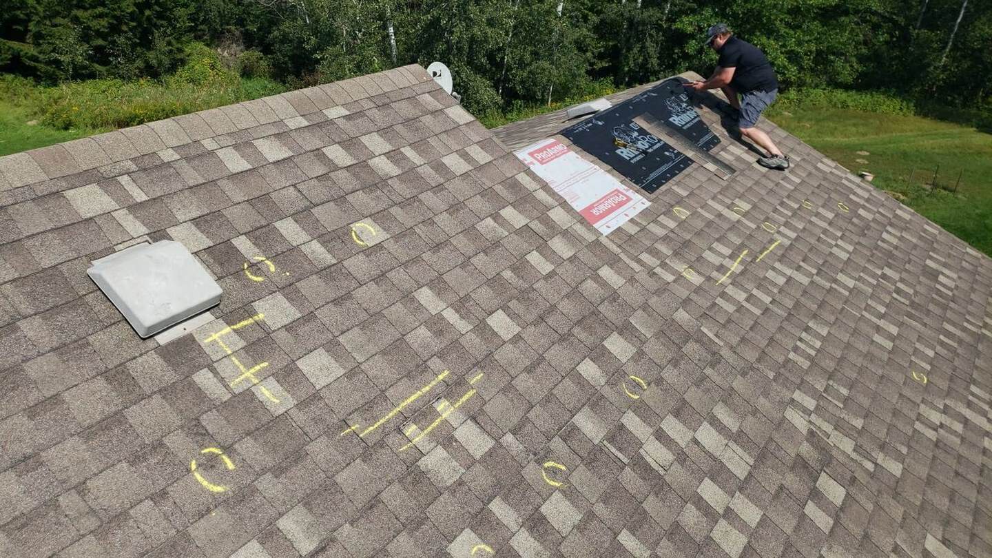 Hail damage documentation on the old Stanchfield roof