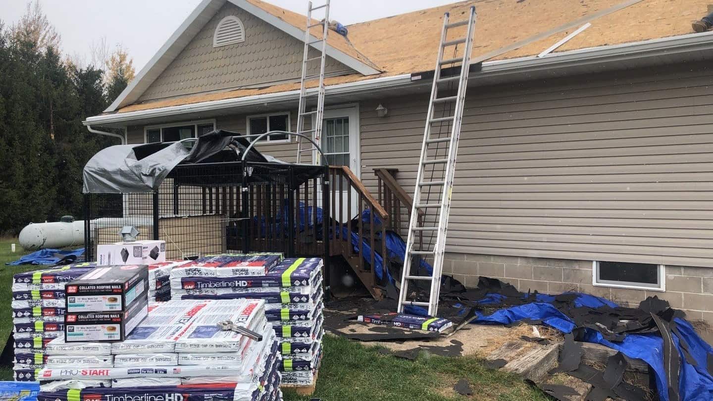 Tear-off under way at the Stanchfield home