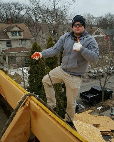 First Impressions Exteriors team – Ted Thovson, co-owner of First Impressions Exteriors roofing and siding contractor in Twin Cities Minnesota, on a job site